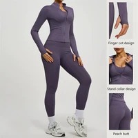 SVEIC Women's Two Piece Tracksuit Yoga Set Long Sleeve Jacket High Waisted Leggings Breathable Gym Clothes For Women Sportswear - Image 2
