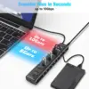 RSHTECH 20W USB C PD Fast Charging 10-Port USB Hub with 10Gbps Data Transfer Aluminum USB Splitter for Laptop PC Computers 3