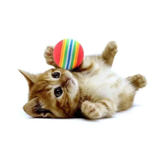 10pcs Colorful Pet Cat Kitten Soft Foam Rainbow Play Balls Funny Activity Toys 4