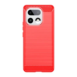 Carbon Fiber Soft Silicone Phone Bumper Case - Premium Protection Cover for Realme 16 Pro (Red)