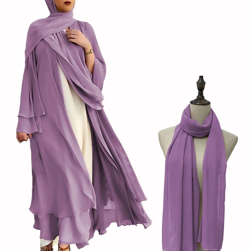 Ramadan Hijab Dress for Women Islam Femme Modest Dresses Eid Muslim Suit Open Dubai Abaya Kimono Turkey Kaftan Robe 5