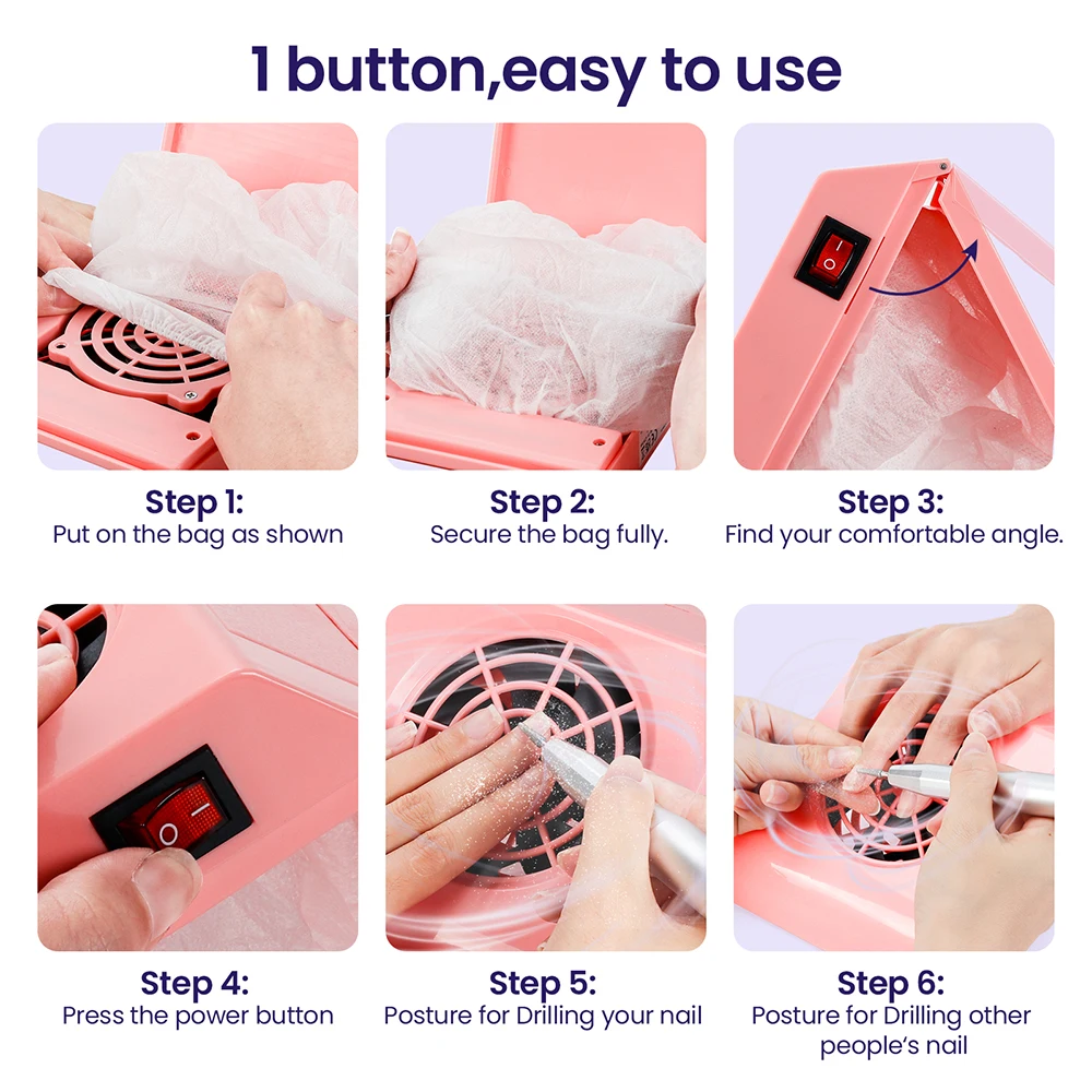 Nail Dust Collector Wireless Foldable Nail Dust Extractor Mini Rechargeable Nail Vacuum Cleaner Fan Nail Art Manicure Machine