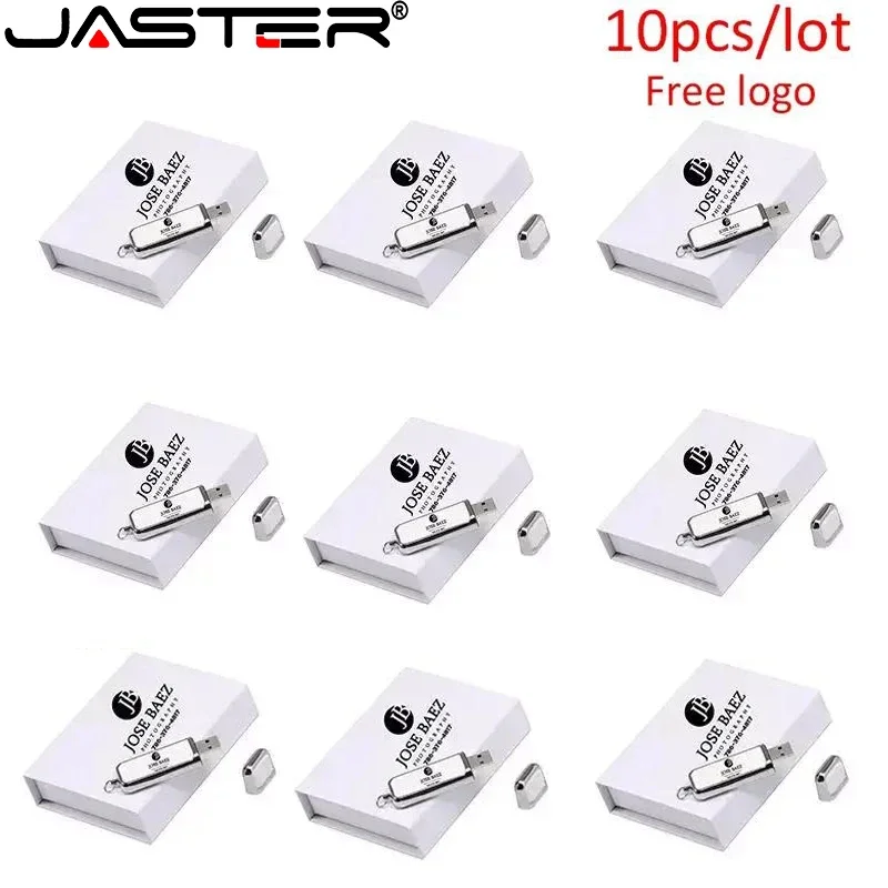 Jaster-high Velocidade Usb 2.0 Pen Drive de Couro Branco com Logotipo Personalizado Gratuito Memory Stick com Caixa Presente Comercial 128gb 10 Unidades por Lote