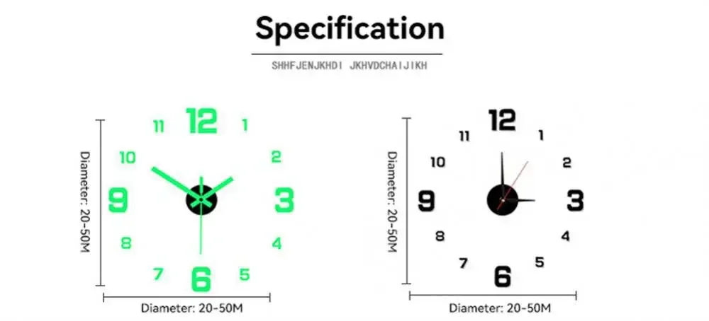 Description Picture 2 of itemLarge Wall Clock 3D Luminous Frameless Wall Clocks Digital Clock Wall Stickers Silent Clock Часы Настенные Duvar Saati 벽시계 ساعة