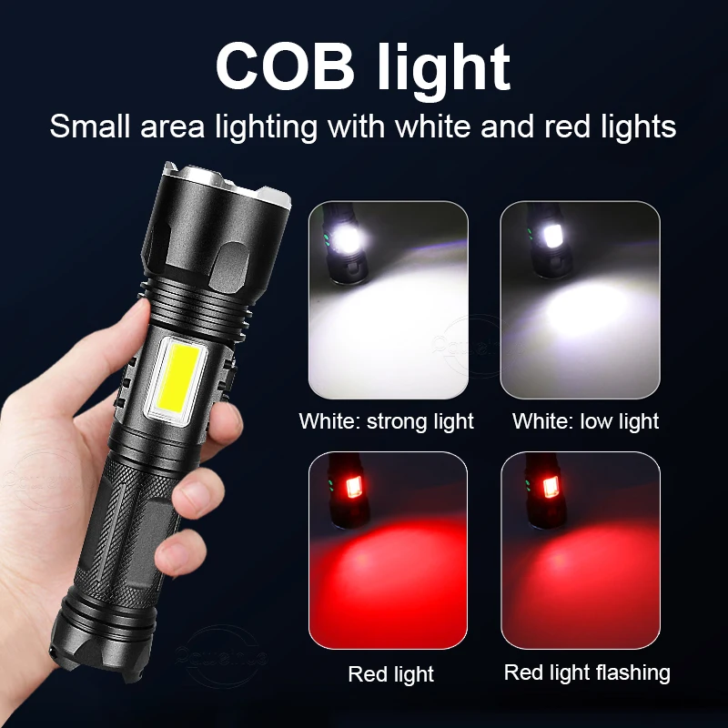 Lampe De Poche Puissante Xhp160 À Led Avec Cob Latéral, Torche Super  Brillante, Support Zoom, Étanche, Pour Camping, Aventure - Lampes De Poche  Et Torches - AliExpress