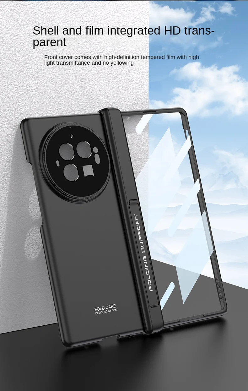 Case For VIVO X Fold 3 Luxury holder Leather 360° HD Glass Phone Case For VIVO X Fold 3 Pro Stand Shockproof Back Cover Funda