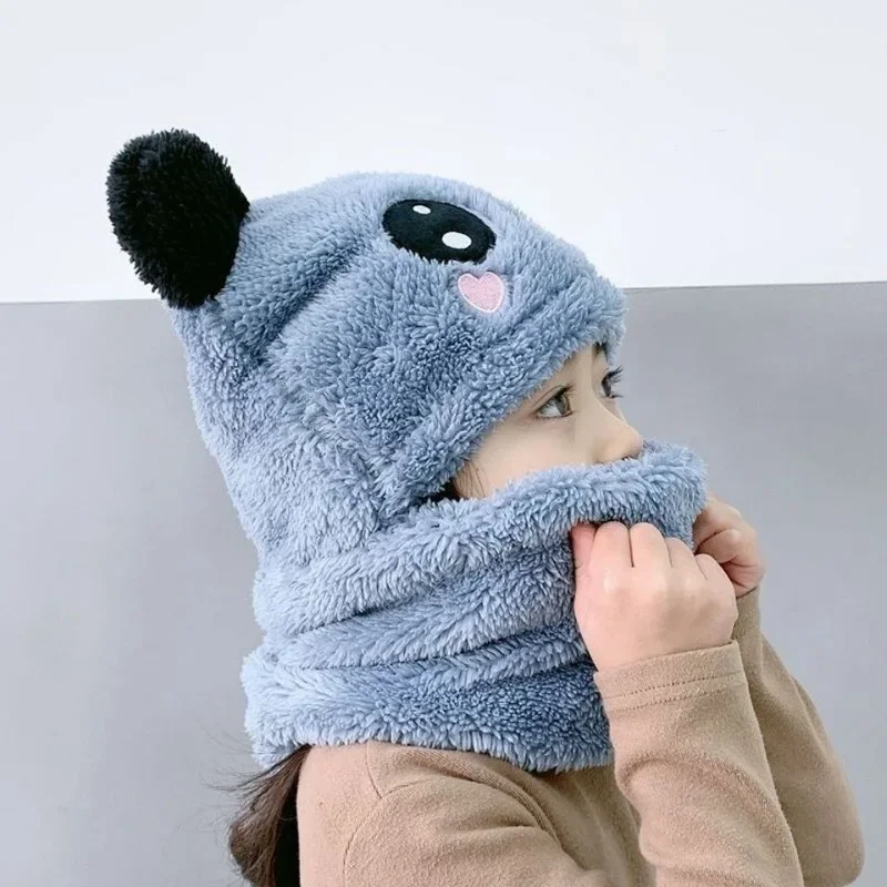 Winter Children's Hat Warm Caps for Kids Girls Boys Winter Hat+scarf One Piece Cute Warm Ear Protection Baby Bucket Hat 2
