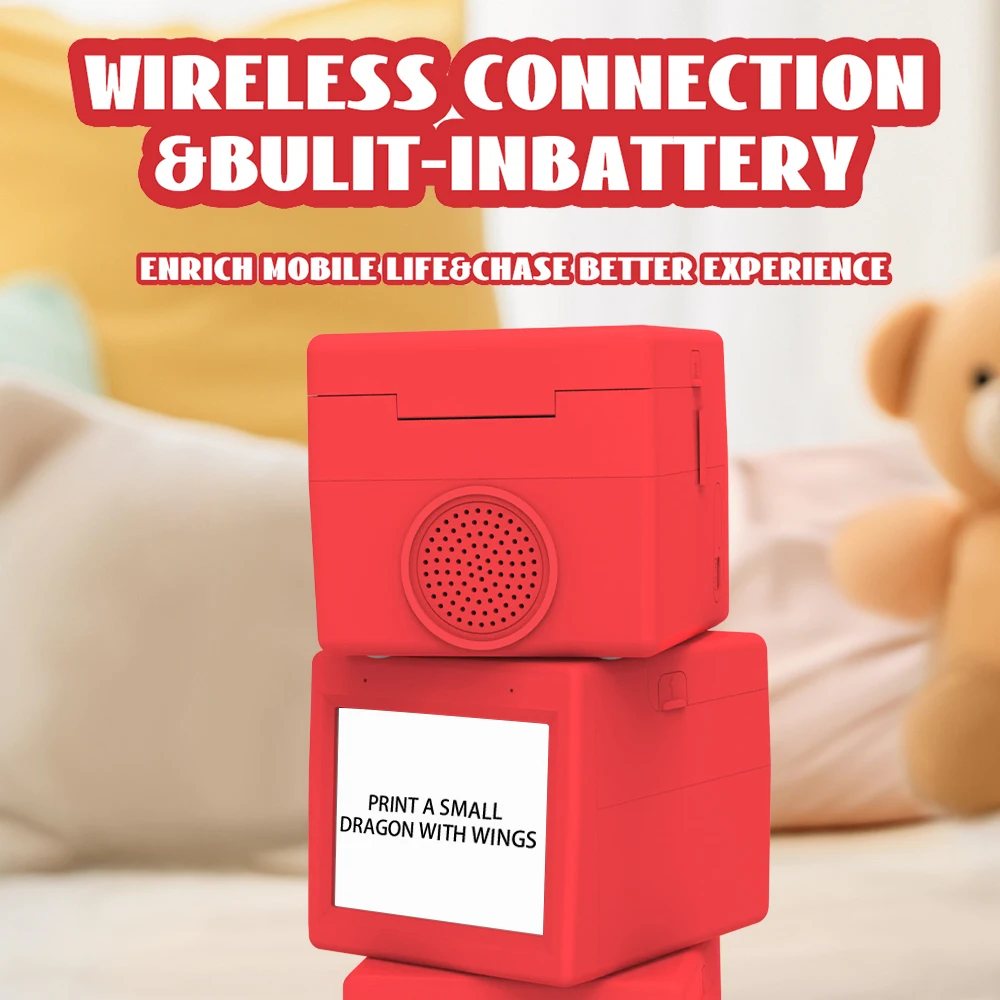 AI 새로운 매직 박스 음성 텍스트 사진 인쇄 미니 열전사 프린터 WIFI 모바일 폰 연결 부모-자녀 상호작용 휴대용