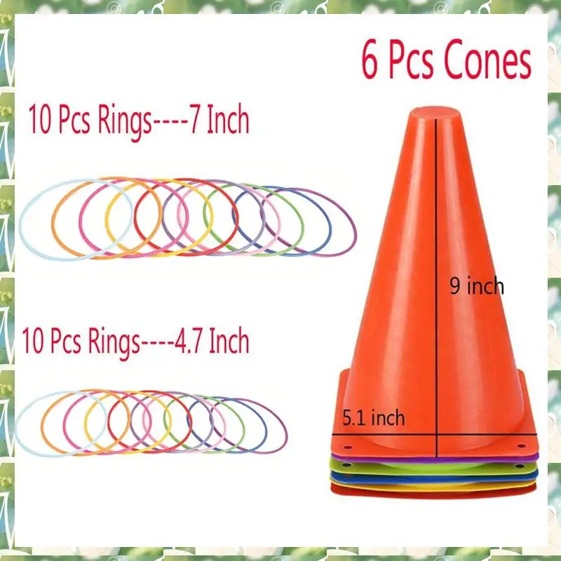 Sports 26 Pcs Plastic Cones Ring Toss Combo Set Outdoor Carnival Games For Kids Adults Birthday Party Throwing Backyard Games,26