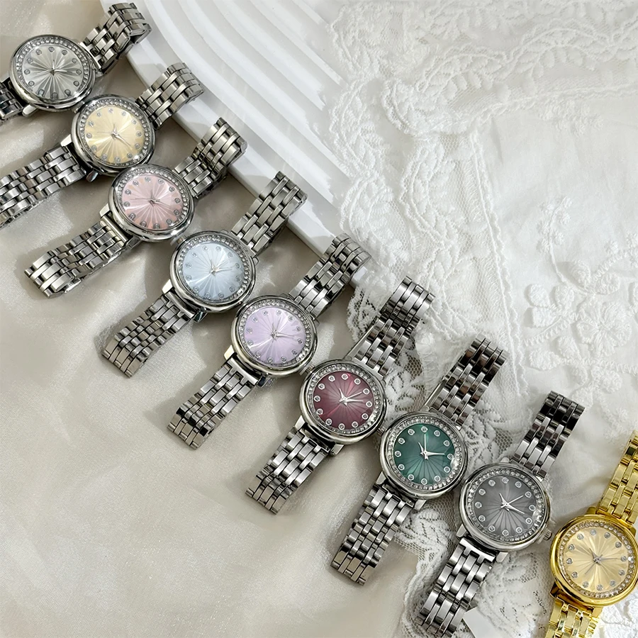 Elegant Silver Women's Watch with Luxury Diamond Dial and Stainless Steel Strap
