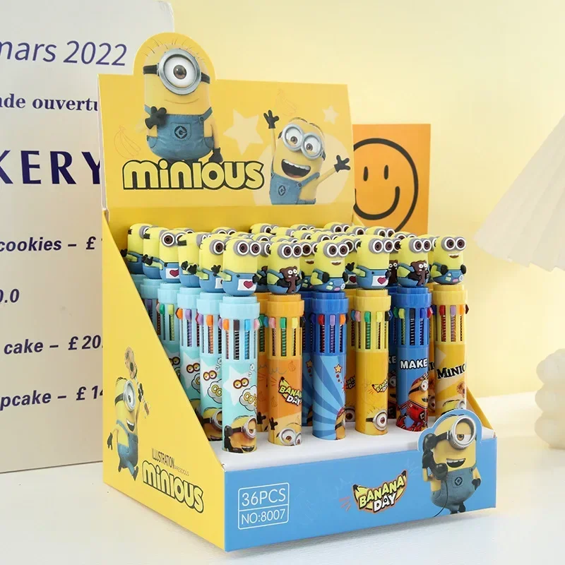 Anime Minioned 10-Color Ballpoint Pen Despicable Me Cosplay Mark Hand-Held Pen 6 Styles Children Student Stationery Gift Toy
