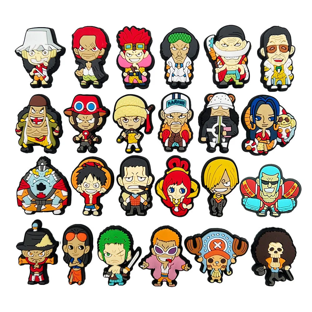9-36 stücke Hot Toys Japanischen Anime Ein Stück Schuhe Charms PVC Cartoon Schuh Dekoration Zubehör Clog Sandalen Schnalle kinder Geschenk – Detail 7