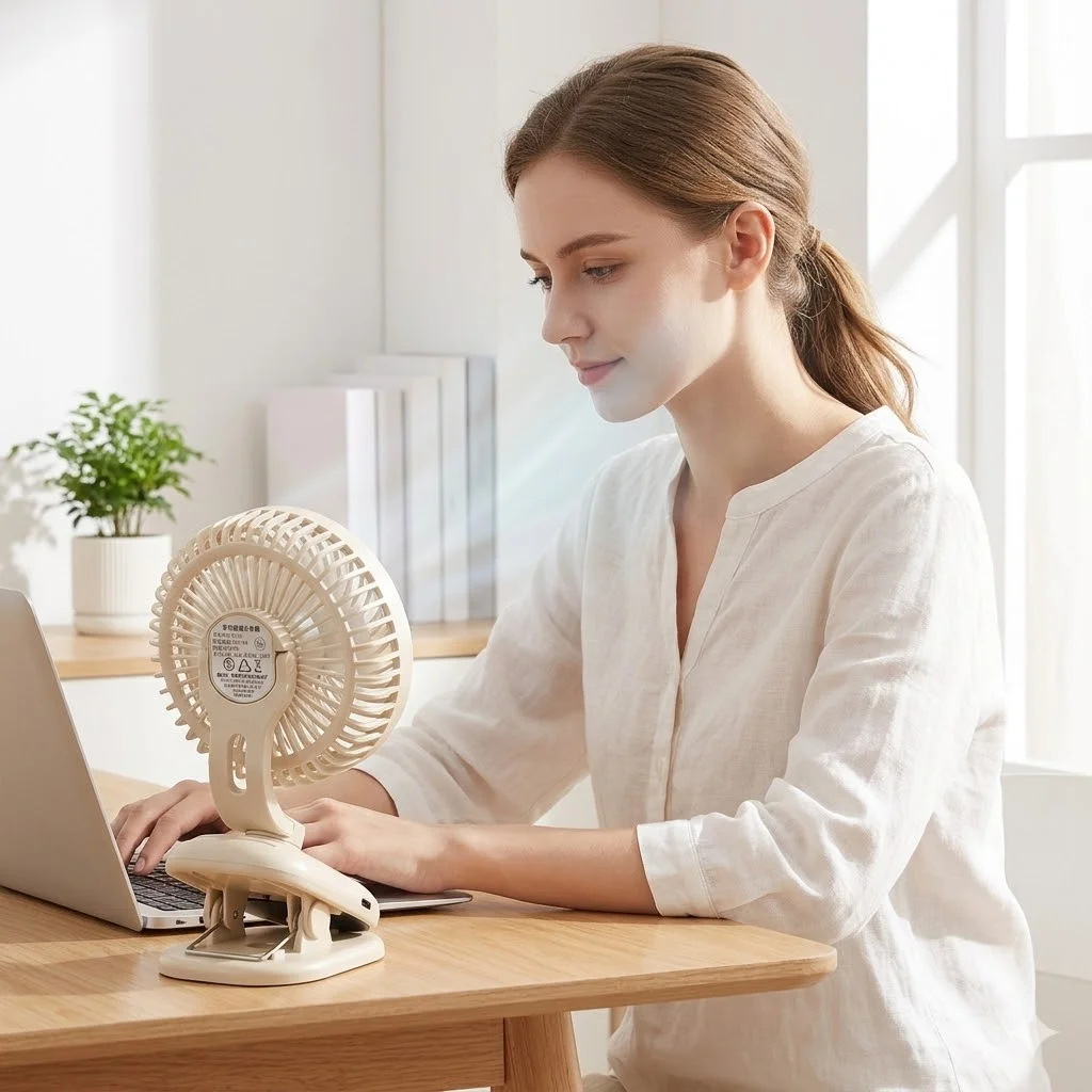 Clip On Fan, Stroller 1800mAh Rechargeable Portable With 4 Speeds, 120° Auto Oscillation Desk Fan_voghion.com