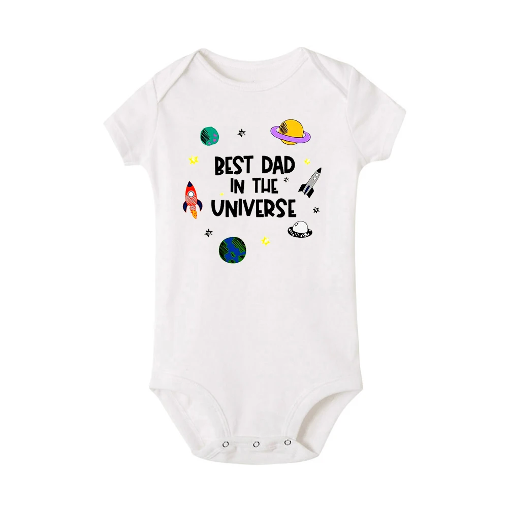 Best Dad In The Universe Toddler Baby Boys Girls Romper Summer Short Sleeve Bodysuit Heavenly Body Printed Fathers Day Present Baby Bodysuits for boy