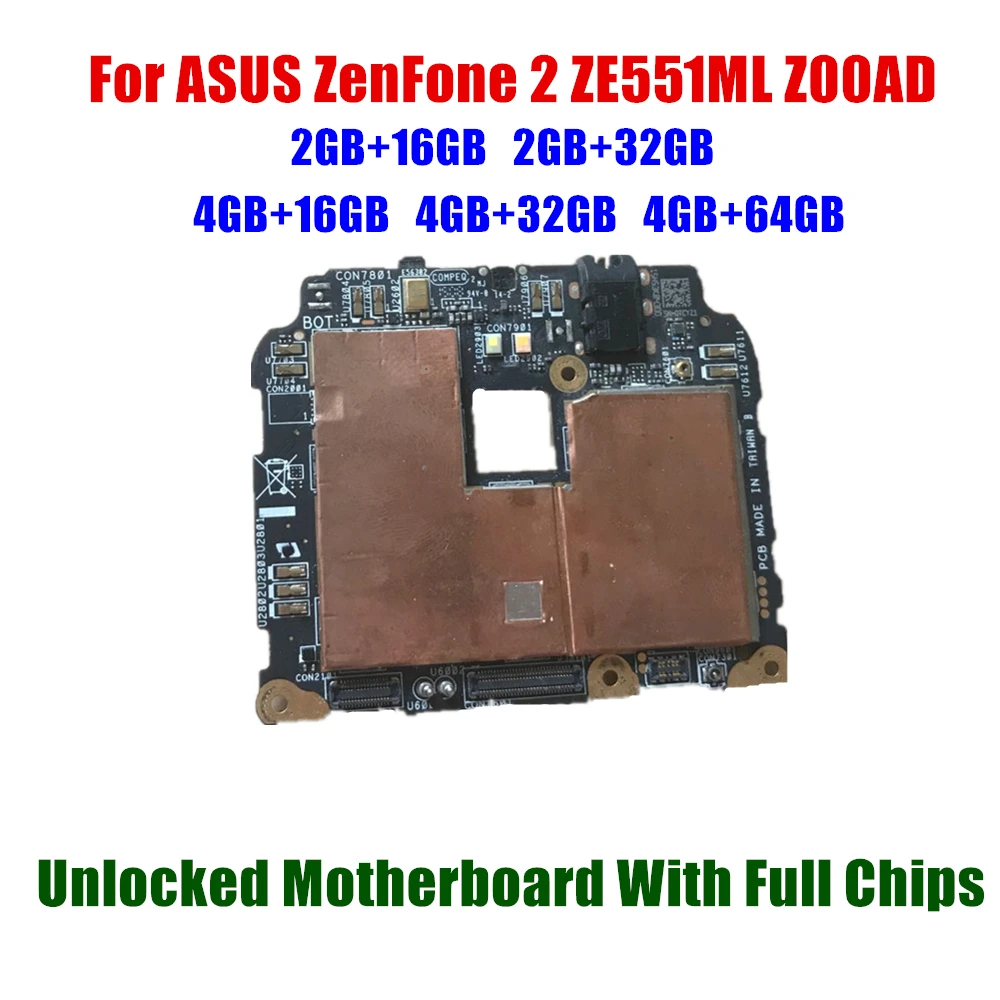 

Unlocked Mobile Housing Electronic Panel Mainboard Motherboard Circuits For ASUS ZenFone 2 ZE551ML Z00AD 16GB 32GB 64GB