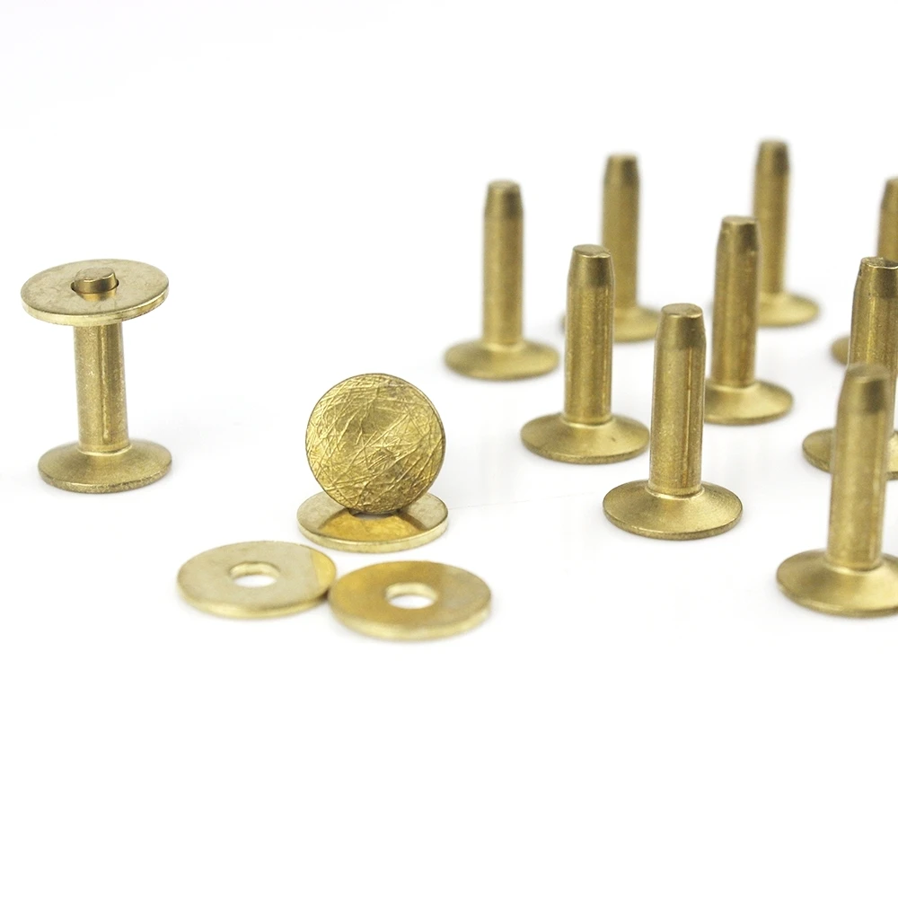 50pcs Rivets & Burrs,Solid Brass Rivets Studs Permanent Tack Fasteners |  WUTA