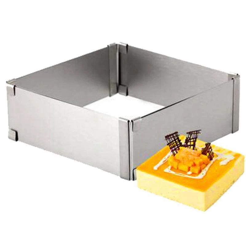 

Регулируемая квадратная форма для торта из нержавеющей стали, 15-28 см, Аксессуары для выпечки шоколадного Мусса