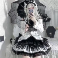 Y2k Gothic Punk Black White Short Skirt Women Hot Chick Darkly Polka Dot Ruffle Cake Skirt Female Sweet Chic Lolita Lace Skirts - Image 3