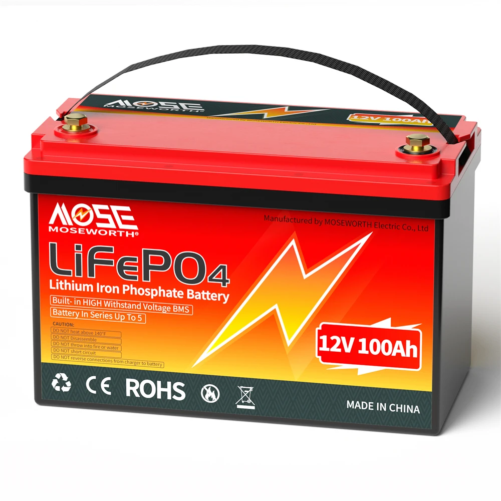 

MOSE 12.8V 100Ah Long cycles LiFePO4 Battery 12 Volt 100ah Lithium Battery pack battery replace lead acid