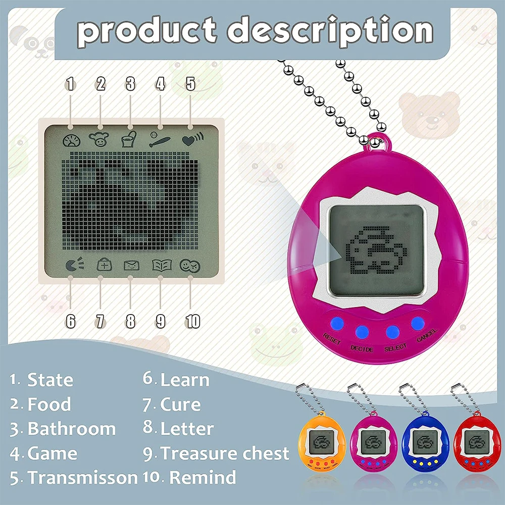 Tamagotchi Virtual Electronic Digital Pets Keychain Game Keyring Retro Handheld Machine Nostalgic for Funny Gifts E Pixel Toy 3
