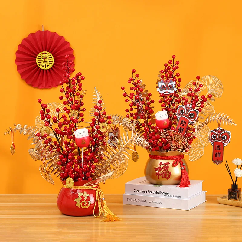 

Fu Bucket Chinese New Year Wedding Party Home Dining Table Spring Festival Celebration Decoration Flower Arrangement Gift Box