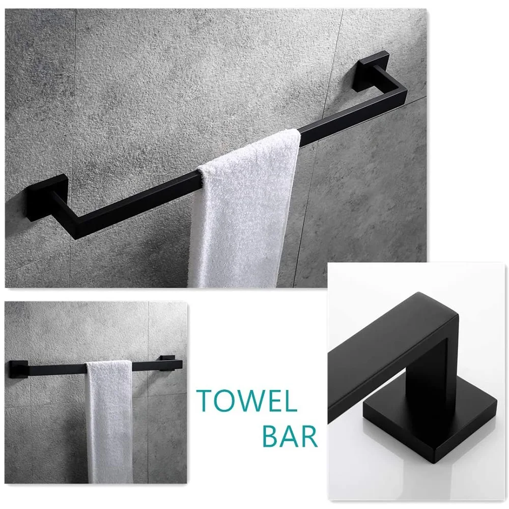 luxo preto banheiro hardware set cabide domestico 04