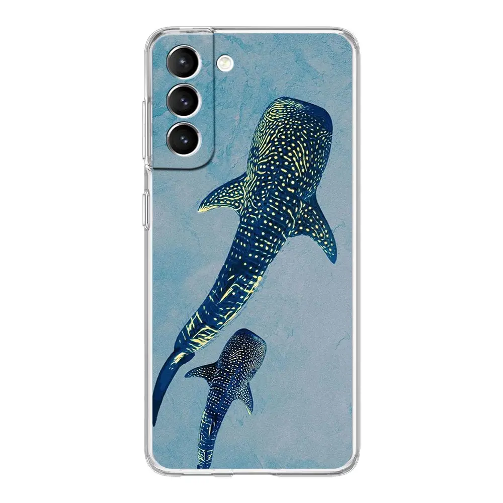 Ocean Whale Shark Swim Design Soft Clear Phone Case