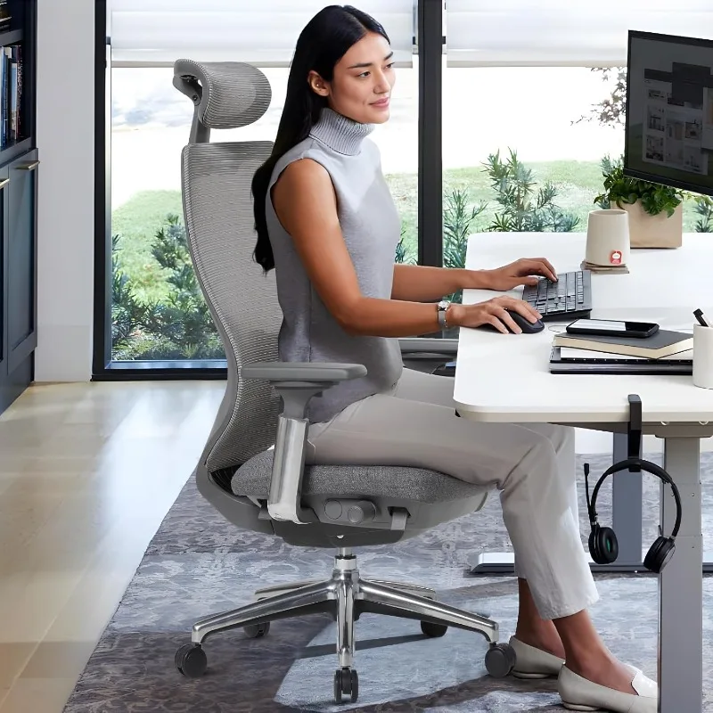 Ergonomic Mesh Office Chair, High Back Computer Executive Desk Chair with Adjustable Headrest and 4D Arms, Slide Seat 2