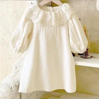 Robe décontractée en dentelle à volants pour filles, tenue d'automne à manches longues, blanche, vêtements à la mode pour enfants en bas âge 1