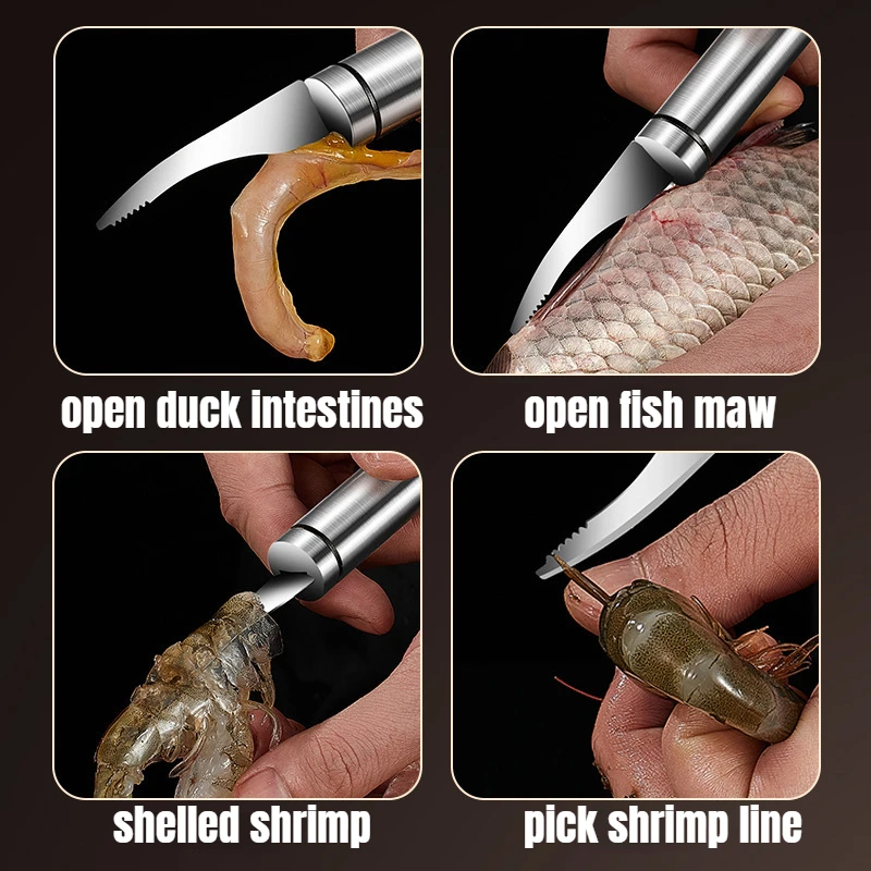 Stainless Steel Shrimp Stripper Shrimp Line Cutter Shrimps Lobster Line Shell Clean Knifes Seafood Tools Kitchen Tool Accessorie