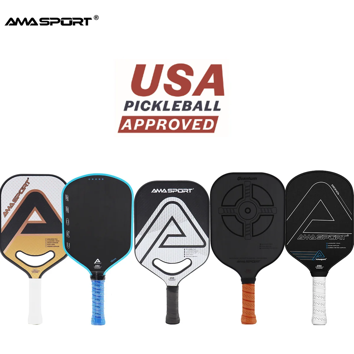 Ama Sport Usapa Approvato Pickleball Paddles Attrito In Carbonio/3K Superficie In Carbonio Polimero A Nido D'Ape Core Professionale Pala De Padel