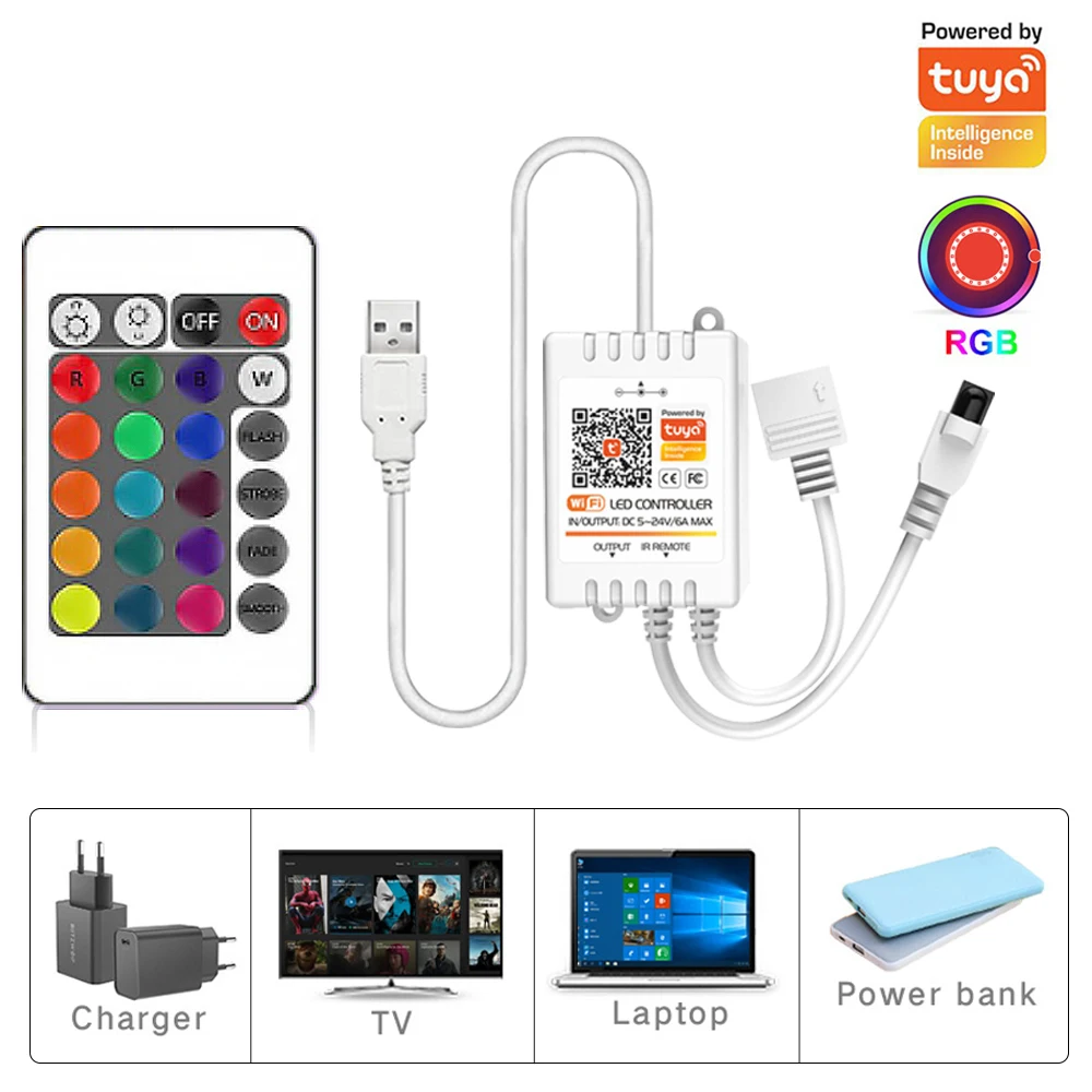 WiFi LED Strip Light Tuya Smart Life Flexible Light Lamp USB Desktop Screen TV BackLight Diode Tape Support Alexa Google 5