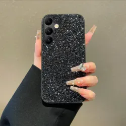 Luxury Glitter Diamond Rhinestone Soft Case with Shiny Shell Finish - Galaxy A71 5G (Black)