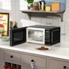 Compact 0.7 Cu ft 700W Black Countertop Microwave Oven LED Display Timer Clock Defrost Child-Safe Lockout Push-Button Door 10 6