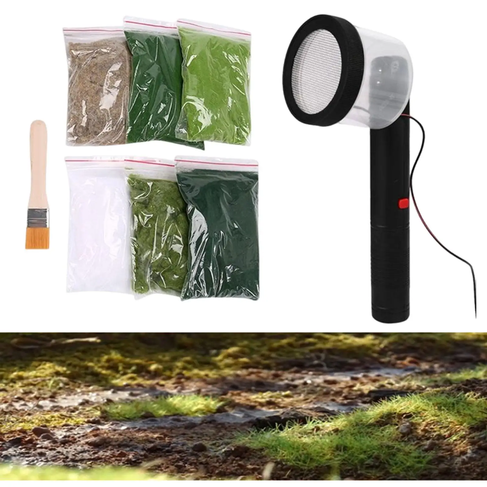 Static Grass Applicator for Landscaping with 6 Bags Planting Machine Flocking DIY Railway