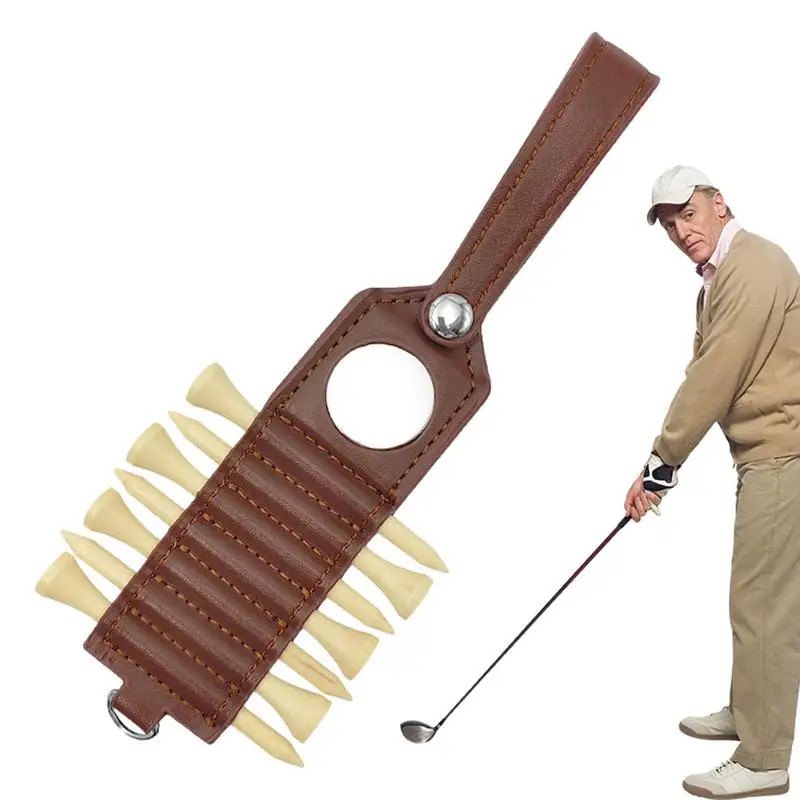 

Golf Tee Belt Clip Outdoor Leather Holder For Tee Golf Sports Supplies With Blank Ball Mark For Golf Enthusiasts Novices And