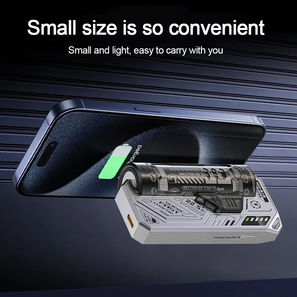 5000mAh 22.5W Fast Charging External Power Bank Battery Cyber​​​​​ Mech Style Portable Dual Port Removable Replaceable Battery 5