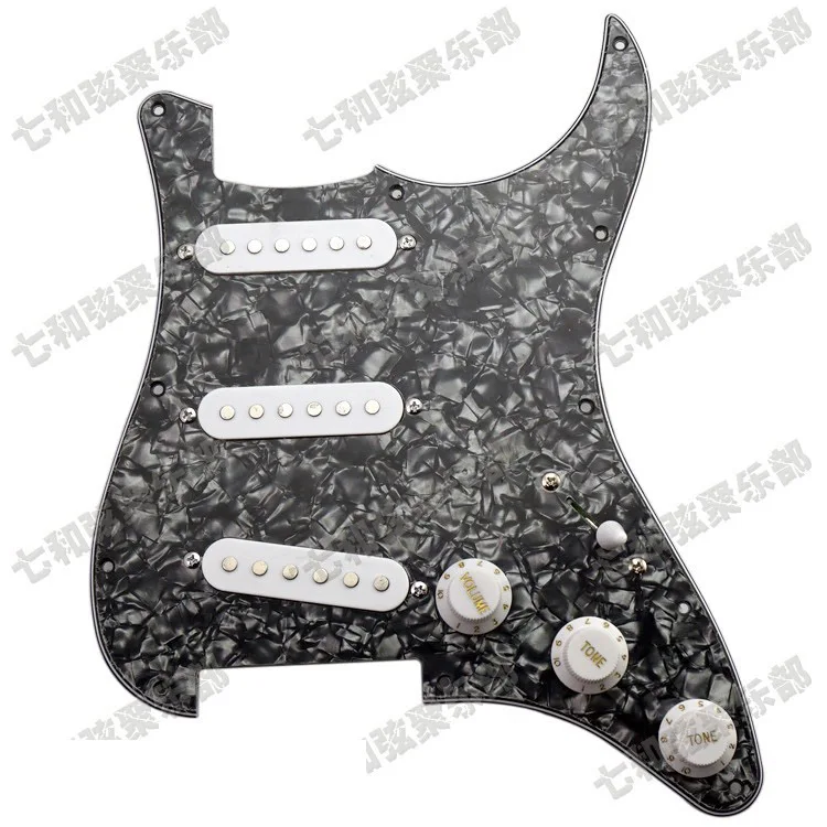 

A Set Black Pearl Electric Guitar Pickguard and SSS Loaded Prewired scratchplate Assembly