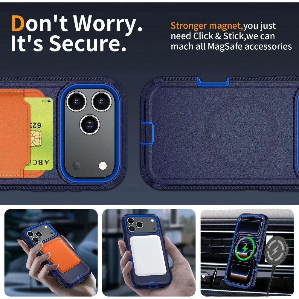 3-in-1 Military Grade Magnetic Box Phone Case - Rugged Shockproof Armor Protective Cover