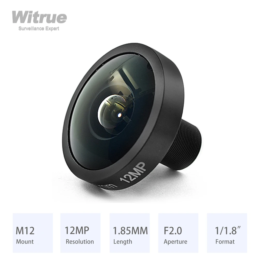 HD 4K 12MP Fisheye Lens ip camera camera lens infrared pass filter 1.85MM 185 Degree M12 1/1.8" F2.0 with 650nm IR filter For SJCAM Xiaomi Yi Gopro Eken Action Cameras
