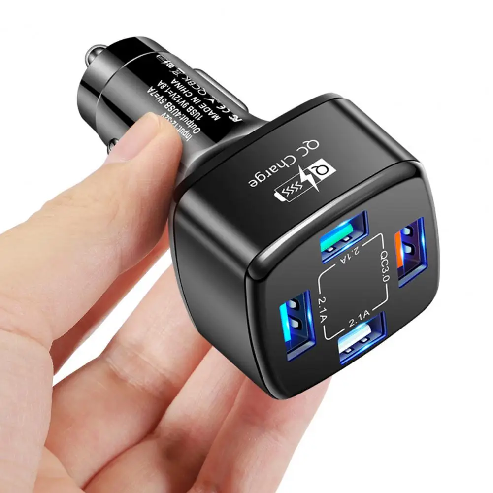 Auto Charger  Convenient 4 USB Solid Color  Car Power Adapter Socket for Car