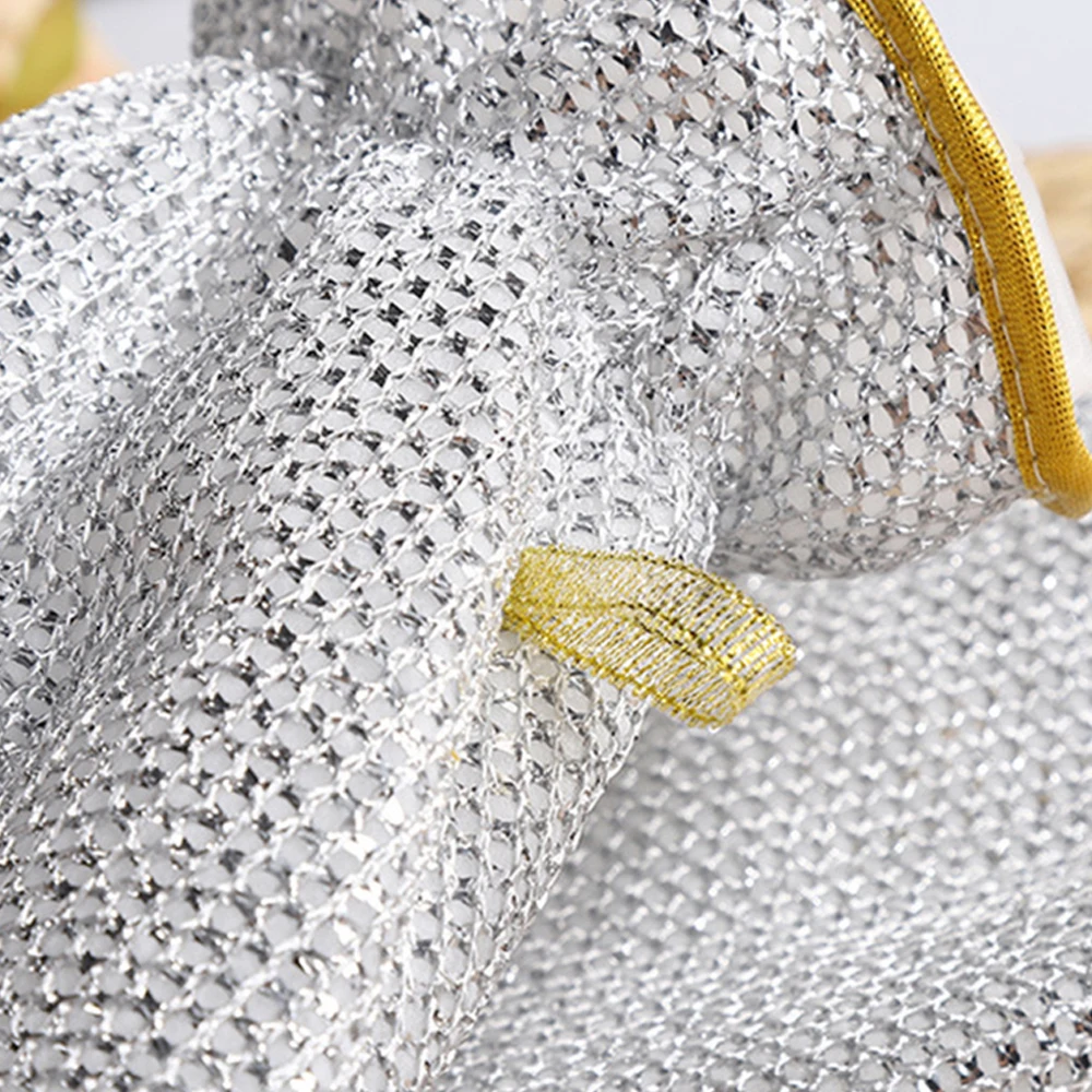 Steel Kitchen Dishcloth Multi Purpose Wire Dishwashing Rag Glove Wet/dry Purpose Silver Wire Miracle Cleaning Cloths