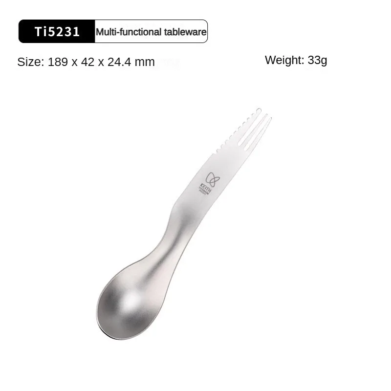 Keith Pure Titanium Soup Spoon Multi-functional Three-in-One Household Outdoor Portable Titanium Tableware 5
