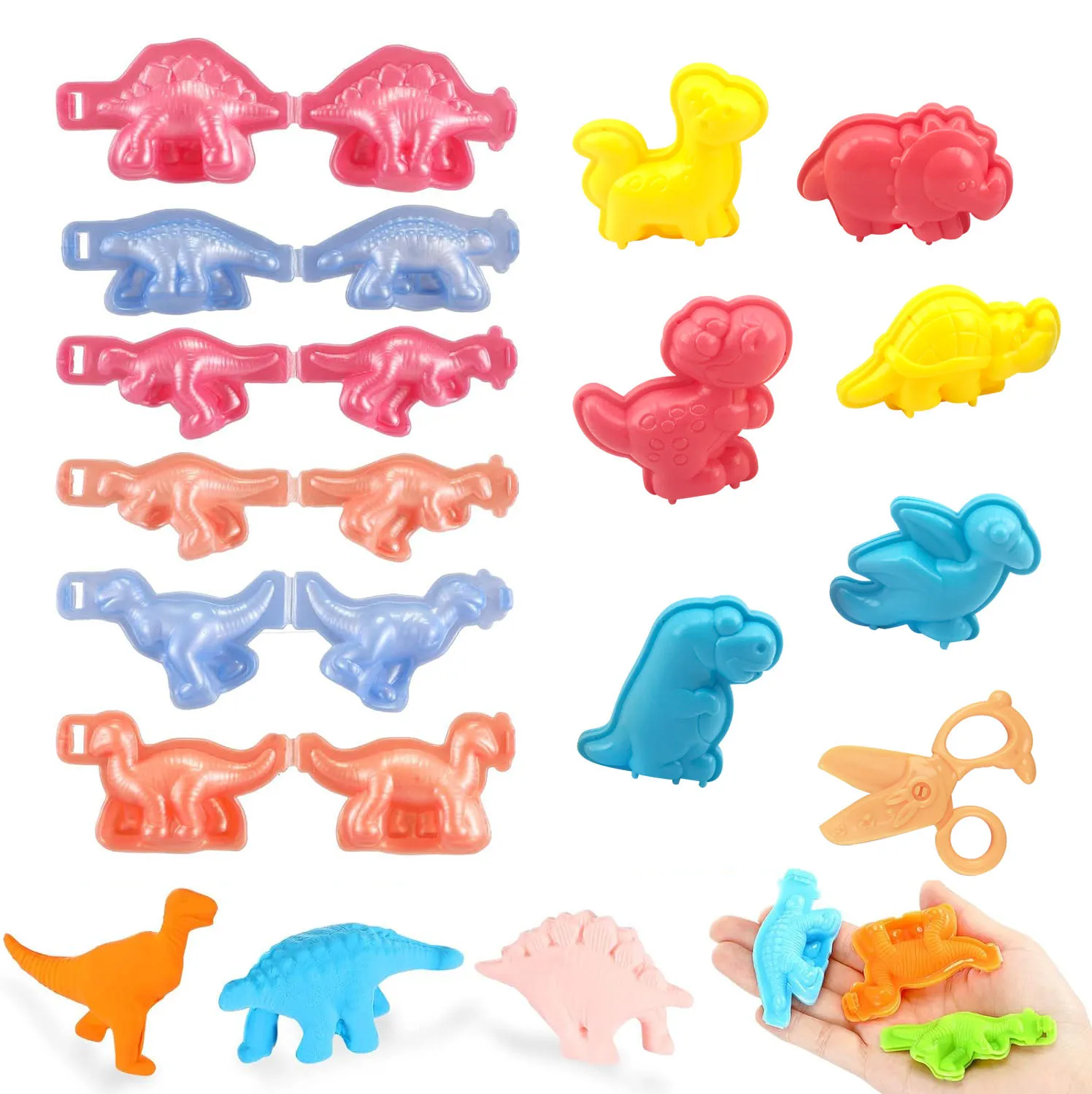 Cartoon Dinosaur World Dough Mold Set For Kids Play Dough Tools Plastic Molds Kits Children DIY Craft Toys Presents Party Favors
