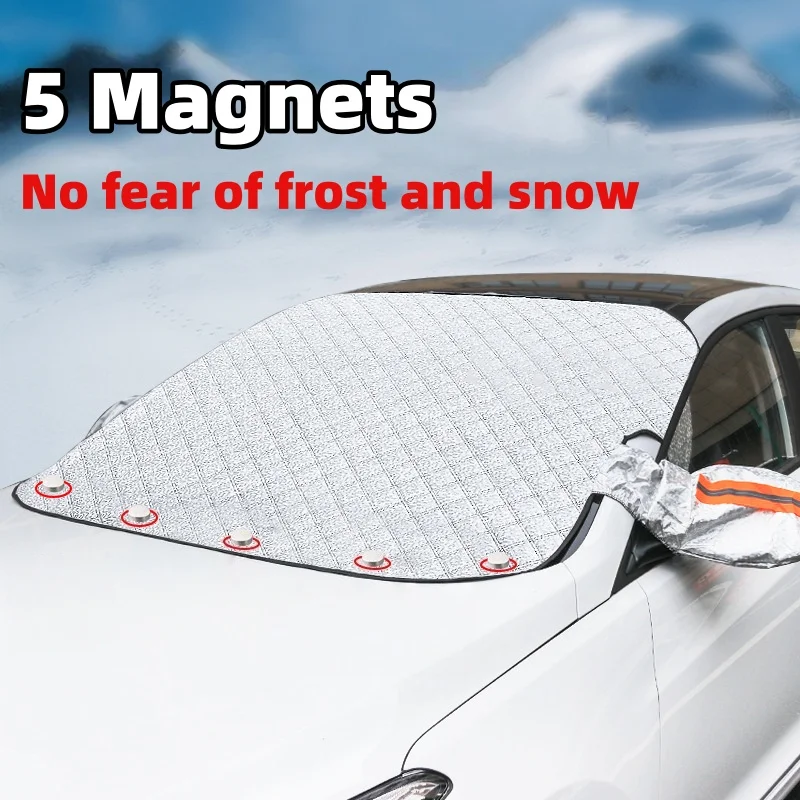 All-Weather Car Windshield Protector - Waterproof Sun & Snow Shield with Reflective Coating, Universal Fit for Front Windscreen