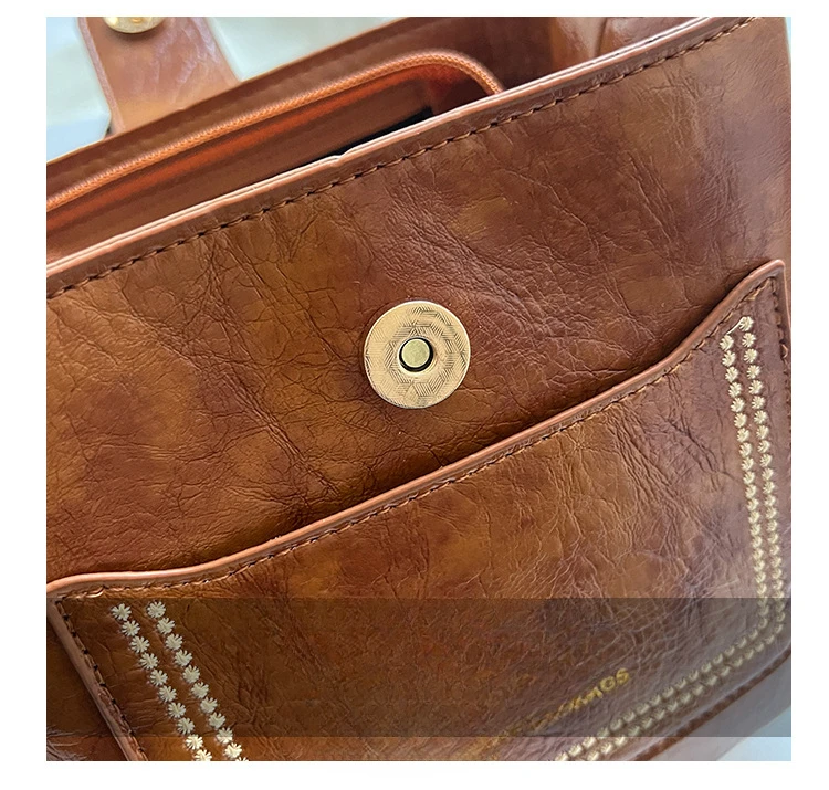 Farbe verbreitert Band Eimer für Frauen neue Retro-Mode Schulter PU Ledertaschen_voghion.com