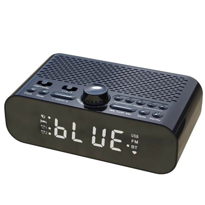 Clock Alarm Bluetooth-compatible Speaker Small Kits Li-battery Power FM Radio Multiple Separate Keys One Knob Subwoofer |