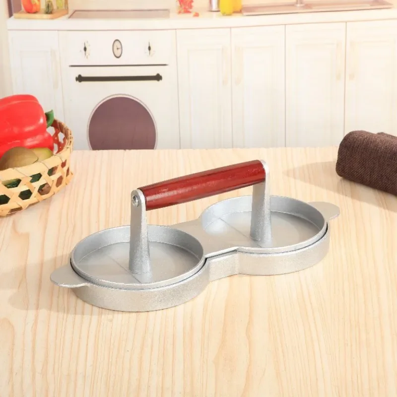 Double Grid Double Hole Burger Meat Press Machine Hamburger Press Non-Stick Minced Steak Hamburger Mold Kitchen Tools