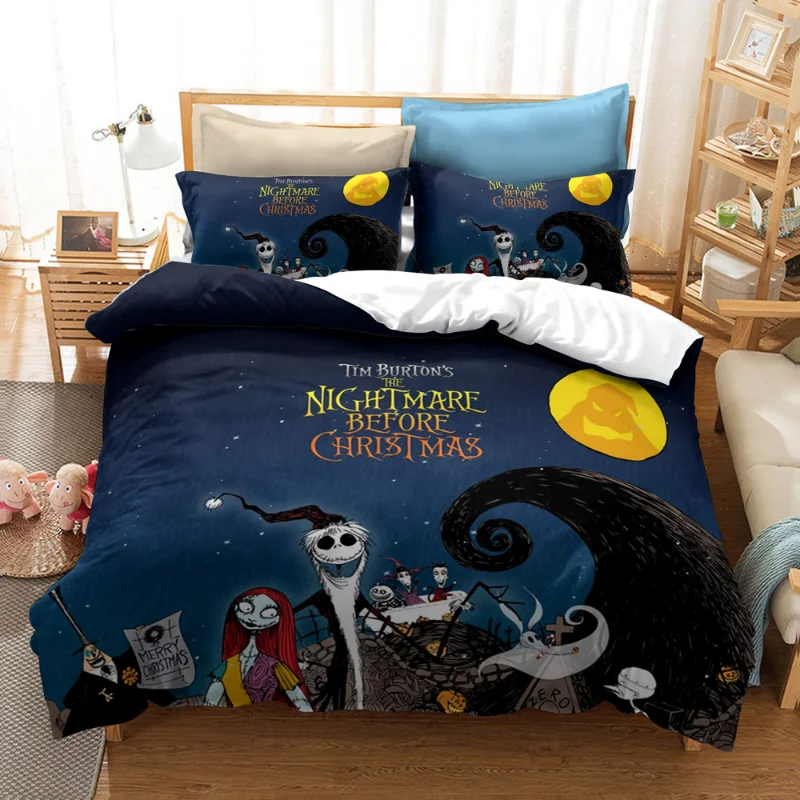 thumbnail image 1 of Juego de ropa de cama pesadilla antes de Navidad, decoración del Día de San Valentín, funda nórdica suave, Jack y Sally, funda de cama de dibujos animados, King Twin, 1 of 5