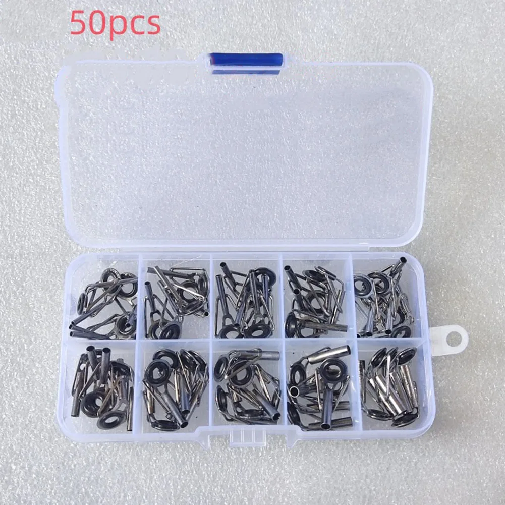 50Pcs/Box 10 Sizes Telescopic Fishing Rod Guide Tip Repair Kit Rod